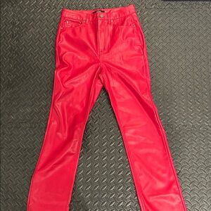AFRM Red and White Leather Pants
